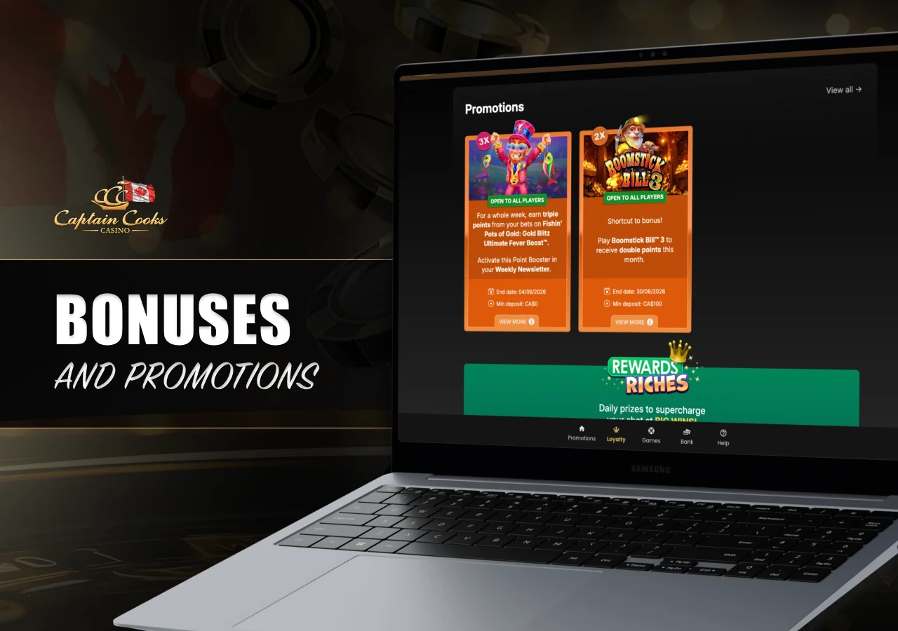 Collection of promotional offers, rewards and seasonal bonus campaigns for player